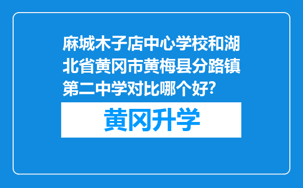 麻城木子店中心学校和湖北省黄冈市黄梅县分路镇第二中学对比哪个好？