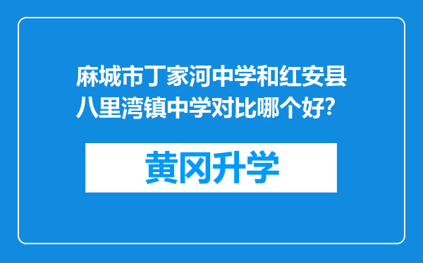 麻城市丁家河中学和红安县八里湾镇中学对比哪个好？