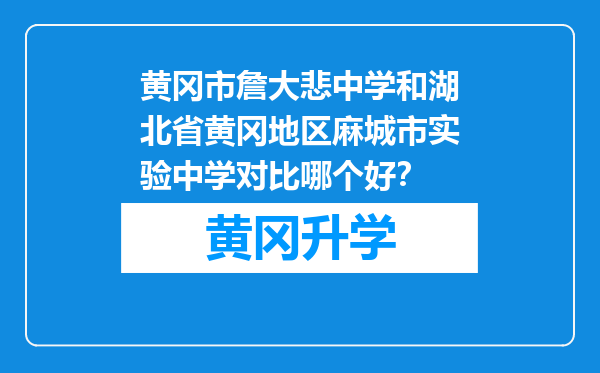 黄冈市詹大悲中学和湖北省黄冈地区麻城市实验中学对比哪个好？