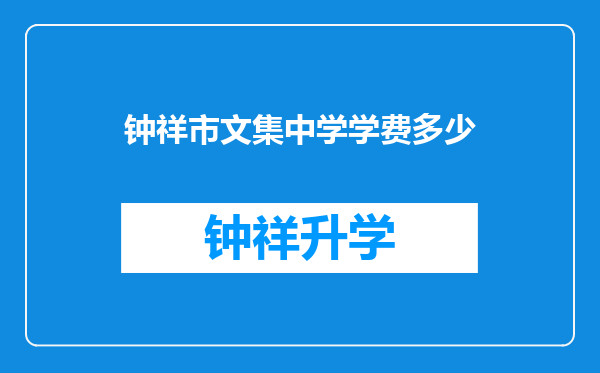 钟祥市文集中学学费多少