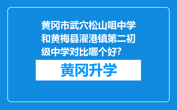 黄冈市武穴松山咀中学和黄梅县濯港镇第二初级中学对比哪个好？