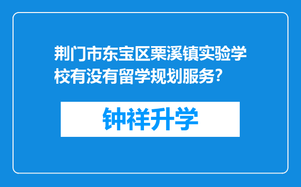 荆门市东宝区栗溪镇实验学校有没有留学规划服务？