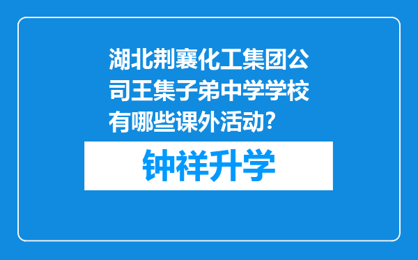 湖北荆襄化工集团公司王集子弟中学学校有哪些课外活动？