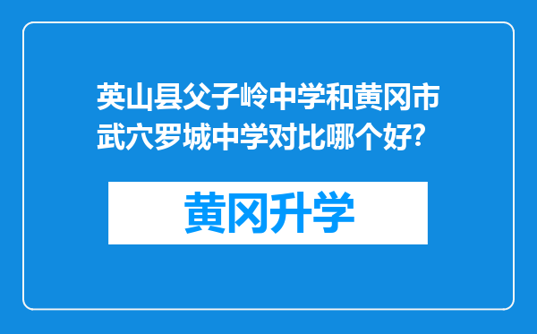 英山县父子岭中学和黄冈市武穴罗城中学对比哪个好？