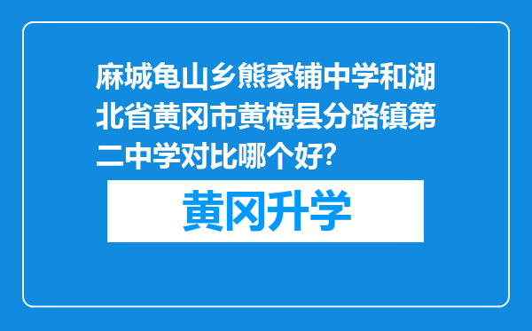 麻城龟山乡熊家铺中学和湖北省黄冈市黄梅县分路镇第二中学对比哪个好？