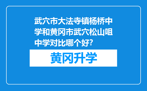 武穴市大法寺镇杨桥中学和黄冈市武穴松山咀中学对比哪个好？