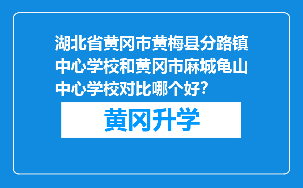 湖北省黄冈市黄梅县分路镇中心学校和黄冈市麻城龟山中心学校对比哪个好？