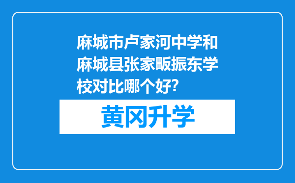 麻城市卢家河中学和麻城县张家畈振东学校对比哪个好？