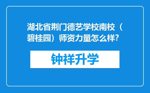 湖北省荆门德艺学校南校（碧桂园）师资力量怎么样？