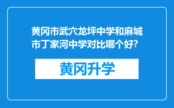 黄冈市武穴龙坪中学和麻城市丁家河中学对比哪个好？