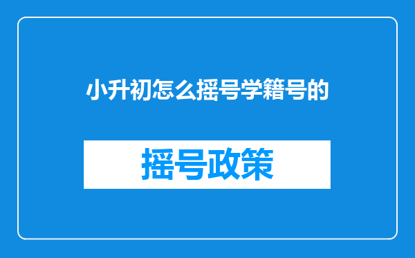 小升初怎么摇号学籍号的