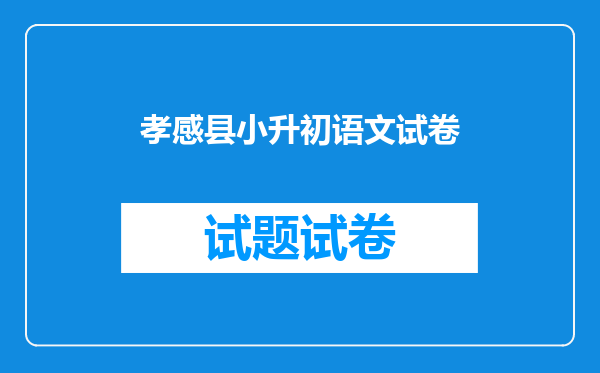 孝感县小升初语文试卷