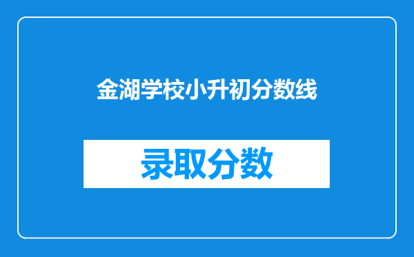 金湖学校小升初分数线