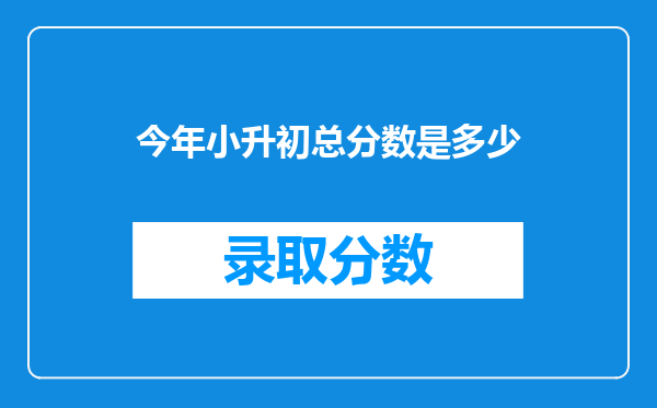 今年小升初总分数是多少