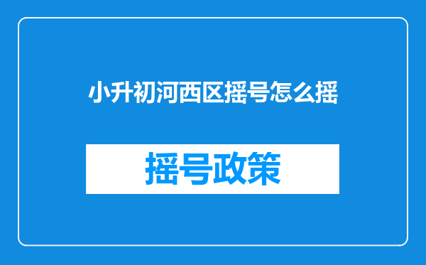 小升初河西区摇号怎么摇