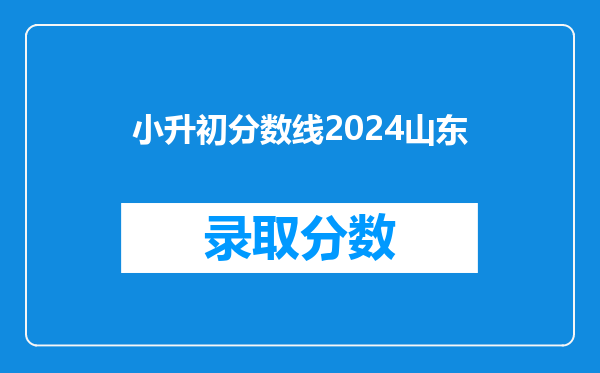 小升初分数线2024山东