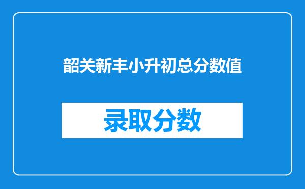 韶关新丰小升初总分数值