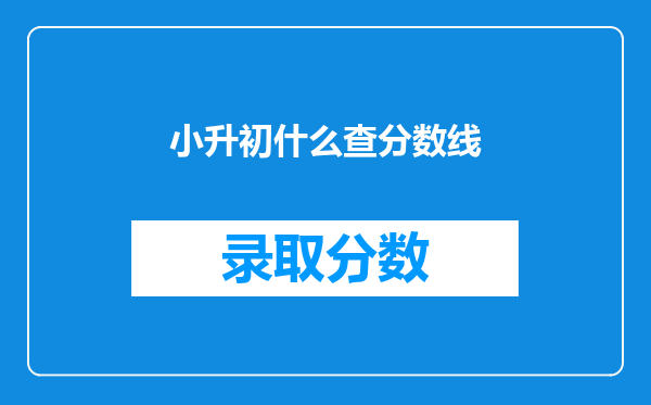 小升初什么查分数线