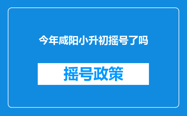 今年咸阳小升初摇号了吗