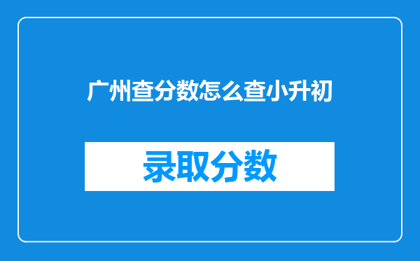 广州查分数怎么查小升初