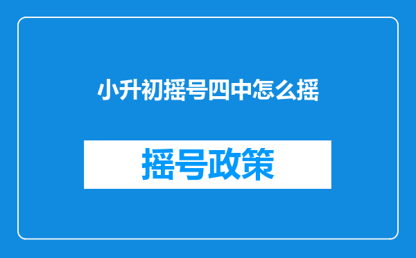 小升初摇号四中怎么摇