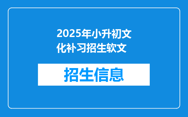 2025年小升初文化补习招生软文