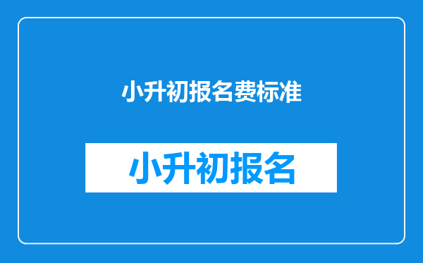 小升初报名费标准