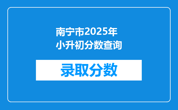 南宁市2025年小升初分数查询