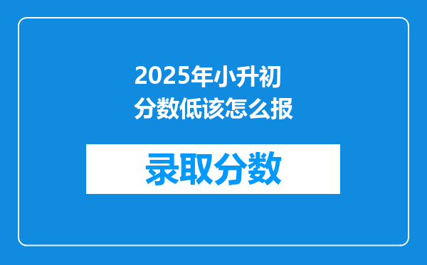 2025年小升初分数低该怎么报