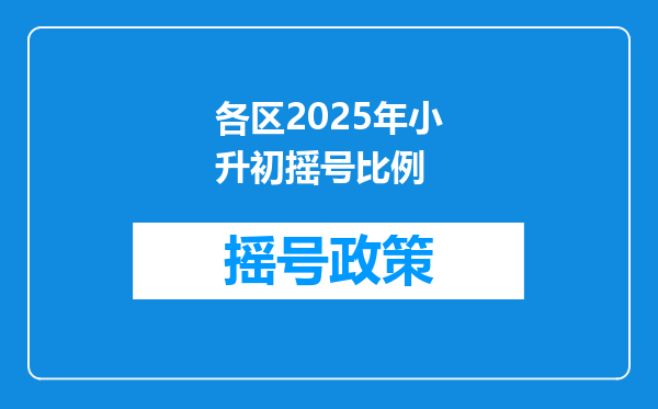 各区2025年小升初摇号比例