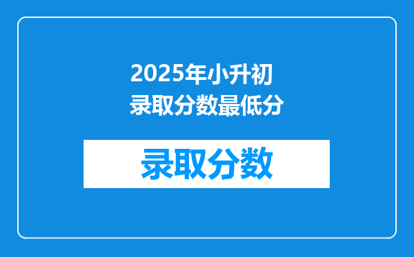 2025年小升初录取分数最低分