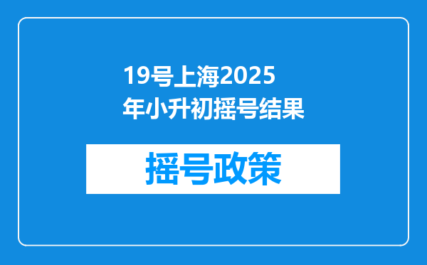 19号上海2025年小升初摇号结果