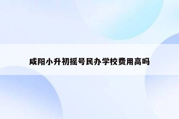 咸阳小升初摇号民办学校费用高吗