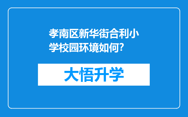 孝南区新华街合利小学校园环境如何？