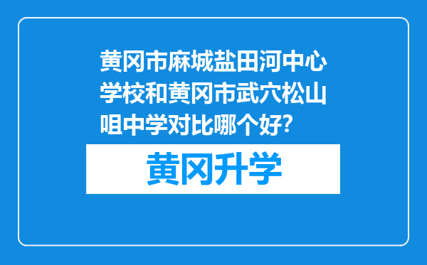 黄冈市麻城盐田河中心学校和黄冈市武穴松山咀中学对比哪个好？