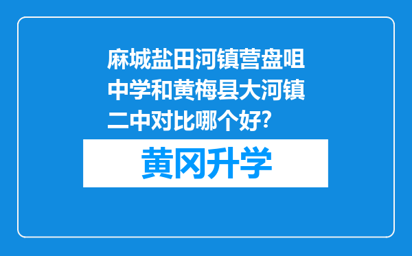 麻城盐田河镇营盘咀中学和黄梅县大河镇二中对比哪个好？