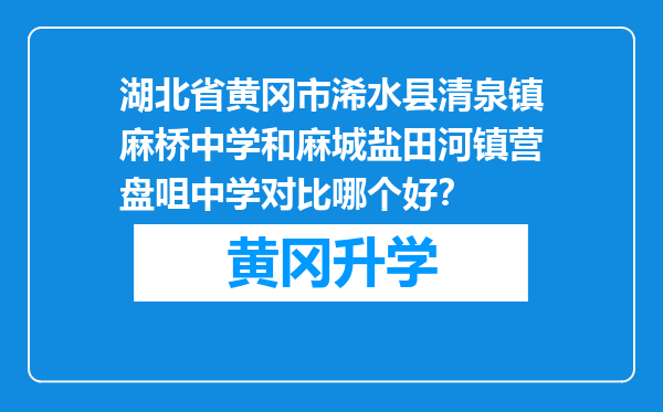 湖北省黄冈市浠水县清泉镇麻桥中学和麻城盐田河镇营盘咀中学对比哪个好？