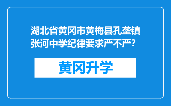 湖北省黄冈市黄梅县孔垄镇张河中学纪律要求严不严？