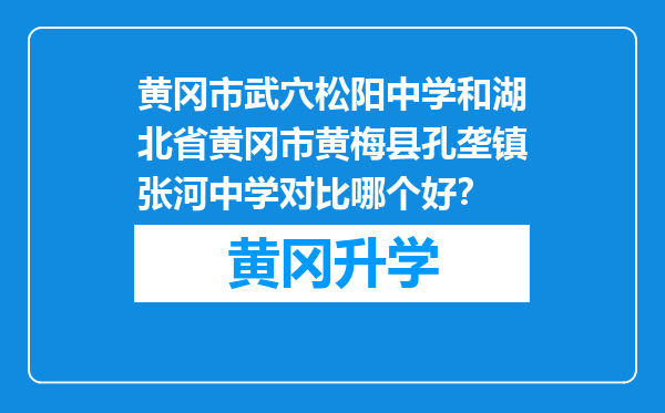 黄冈市武穴松阳中学和湖北省黄冈市黄梅县孔垄镇张河中学对比哪个好？