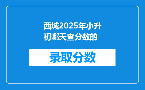 西城2025年小升初哪天查分数的