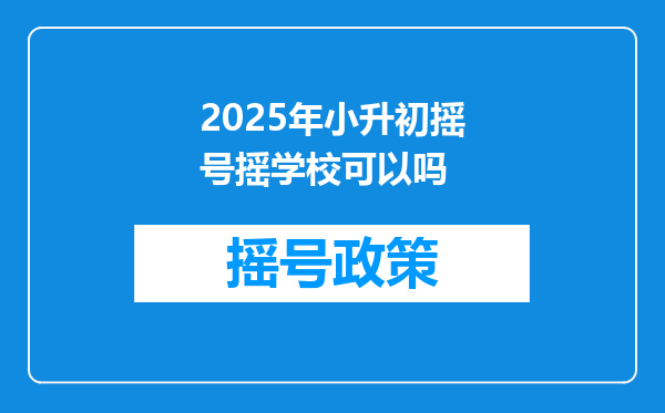 2025年小升初摇号摇学校可以吗