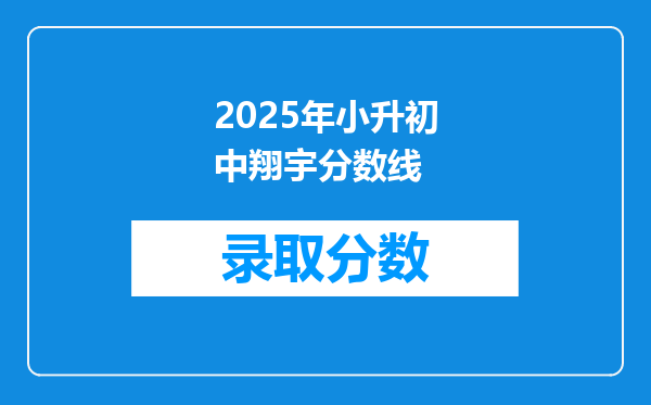 2025年小升初中翔宇分数线