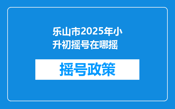 乐山市2025年小升初摇号在哪摇