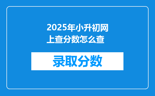 2025年小升初网上查分数怎么查