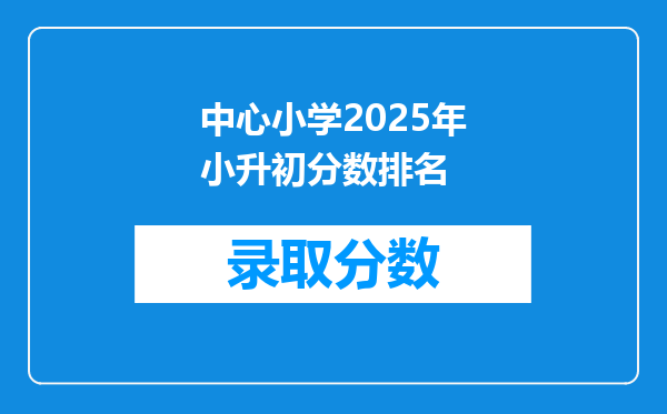 中心小学2025年小升初分数排名