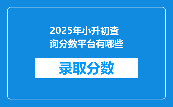 2025年小升初查询分数平台有哪些