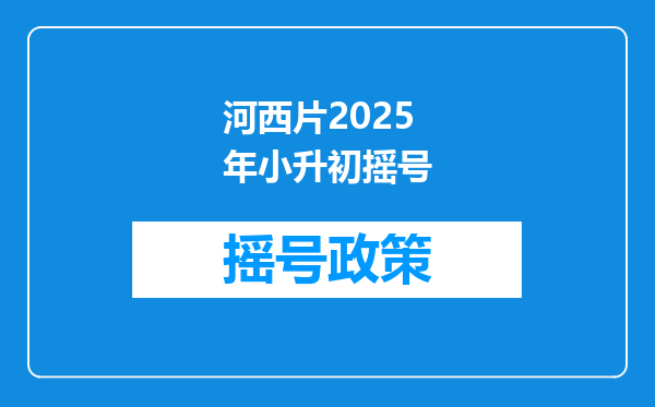 河西片2025年小升初摇号