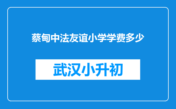 蔡甸中法友谊小学学费多少