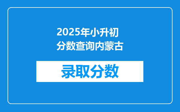 2025年小升初分数查询内蒙古