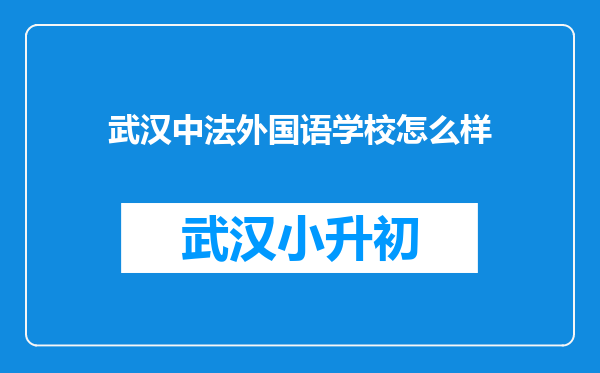 武汉中法外国语学校怎么样